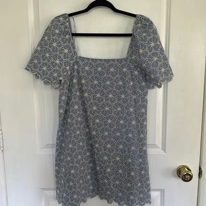 Zara blue embroidered mini dress